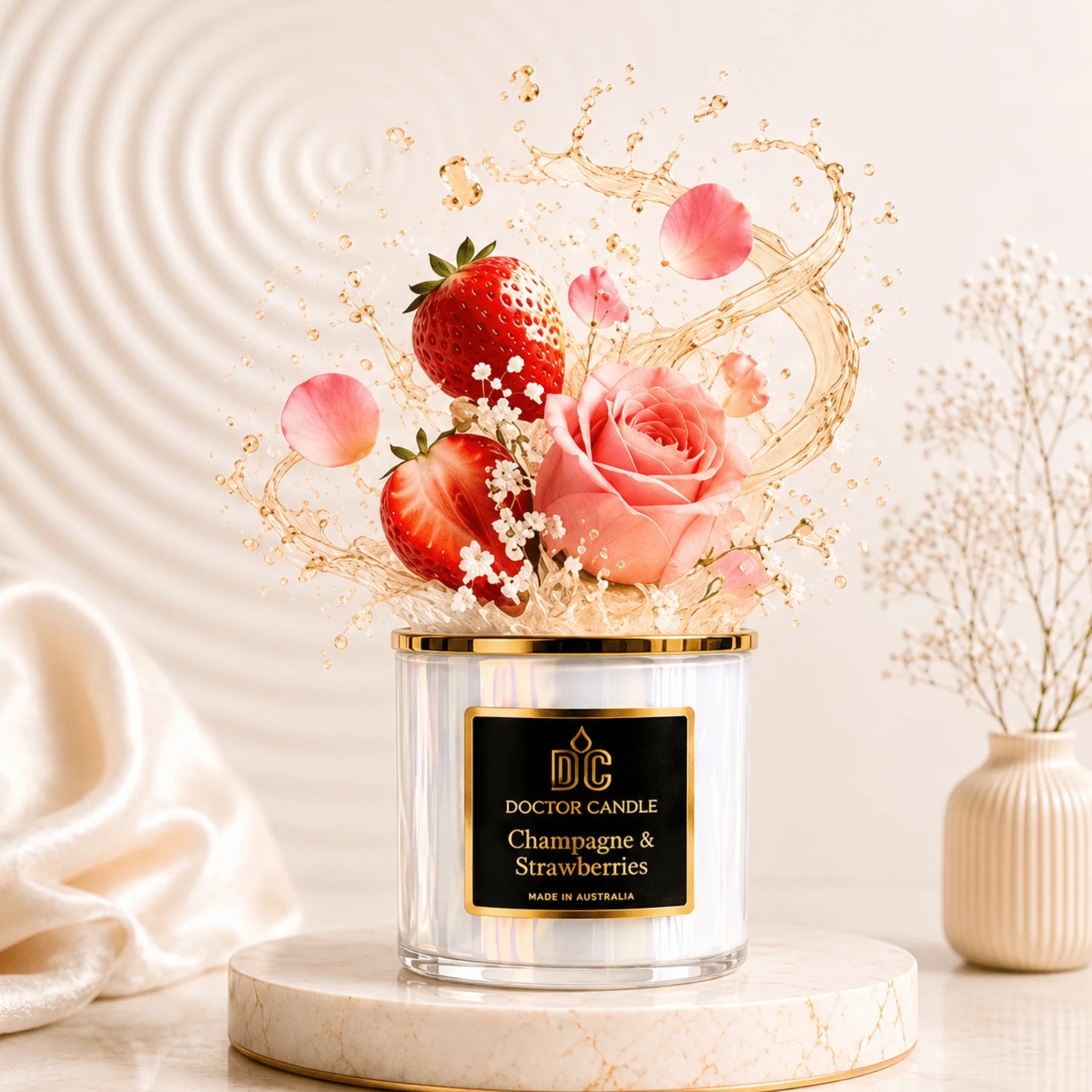 Champagne & Strawberry Scented Candle | Doctor Candle - Doctor Candle